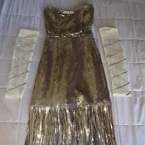 CUSTOM BRONX AND BANCO Cherie Gold Maxi Dress